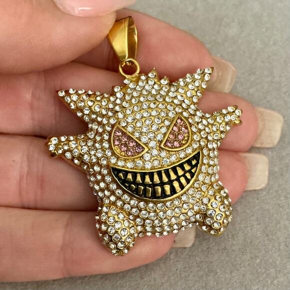 Brand New- Iced GENGAR Pokémon Pendant Medium- Gold - Picture 5 of 9